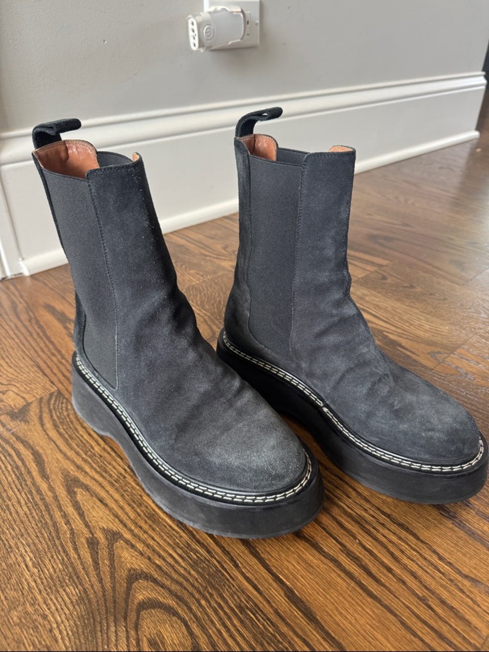 Paris Texas Black Suede Platform Ankle Boots